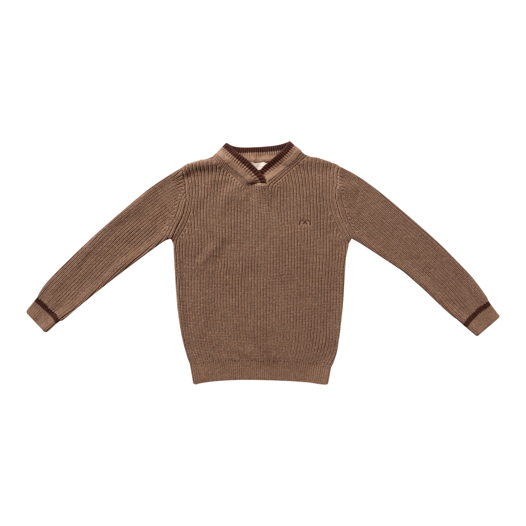 Numu Boys Stripe V Neck Sweater - Mocha (4Y-12Y)