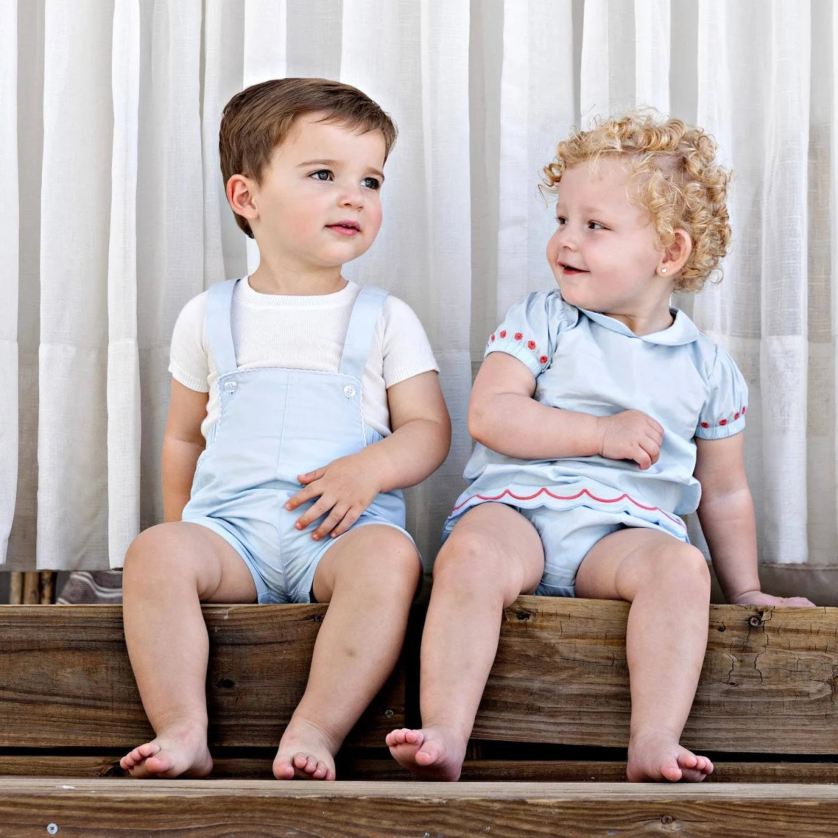 Jaybee Frech Blue checked trim overalls (SZ 18m - 4 )