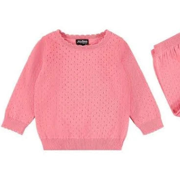 Jaybee Pointelle Sweater Set (SZ 9m -24m )