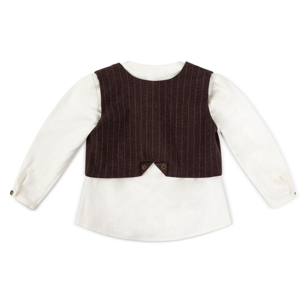 Bonjour Boys Brown Pinstripe 3pc Set ( sz 24m - 6T )